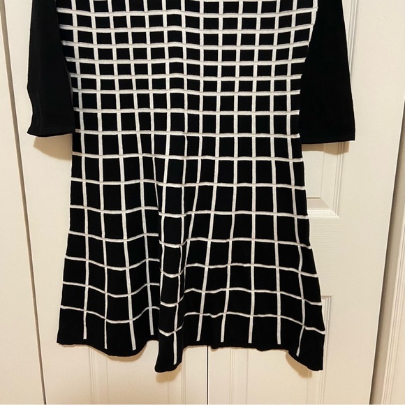 Ralph Lauren NWT Cotton Knit 3/4 sleeve black and White Geometric Dress Size 14 - Picture 4 of 8